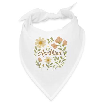 🌼 Aprilkind – Frühlingsbaby Design mit Blumen - Bandana - Weiß - Vorne