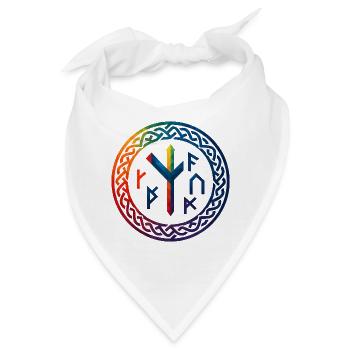 WPAP Polygon Stil - mythischer Runenring - Bandana - Weiß - Vorne
