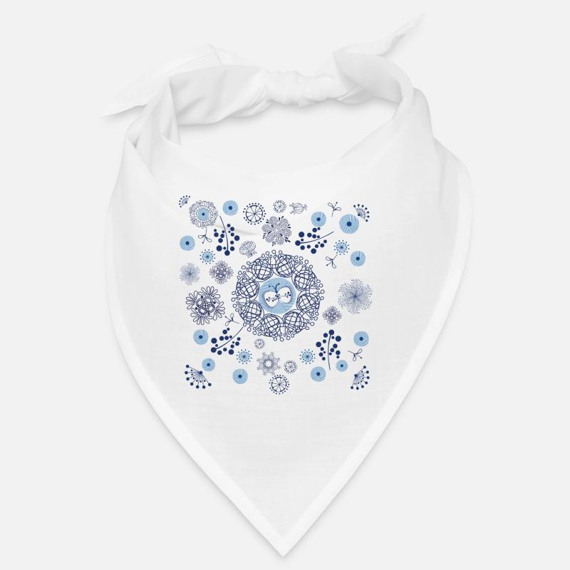 Abstract Winter Floral Pattern in Blue Bandana