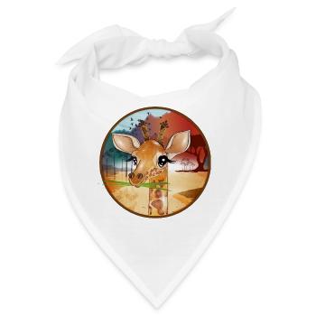 Niedliche Giraffe mit großen Augen in Savanne - Bandana - Weiß - Vorne