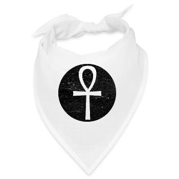 Ägyptisches Kreuz Ankh im schwarzen Kreis - Bandana - Weiß - Vorne