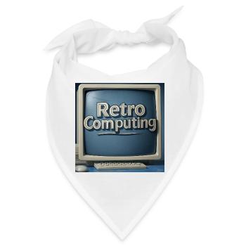 Retro Computergrafik auf blauem Hintergrund - Bandana - Weiß - Vorne