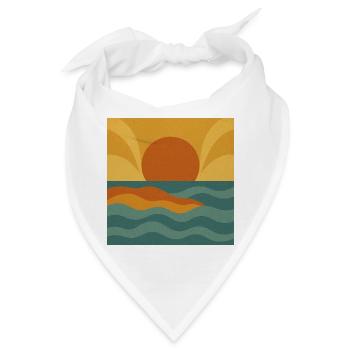 Sunset Flow – Retro Ocean Vibes - Bandana - Weiß - Vorne