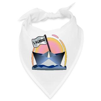 Einschulung Schulanfang Papierboot - Bandana - Weiß - Vorne