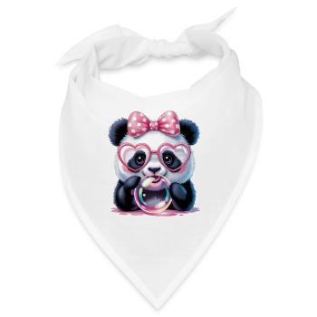 Süßer Panda mit Schwimmbrille und Seifenblase - Bandana - Weiß - Vorne