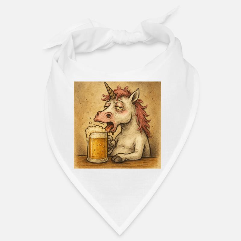 Einhorn Biertrinker Illustration Bandana