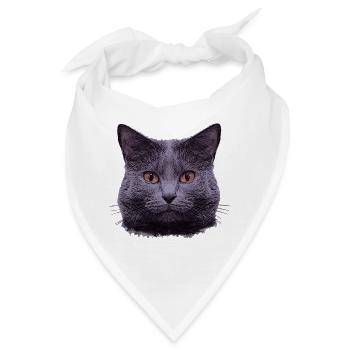 grauer Katzenkopf  - Bandana - Weiß - Vorne