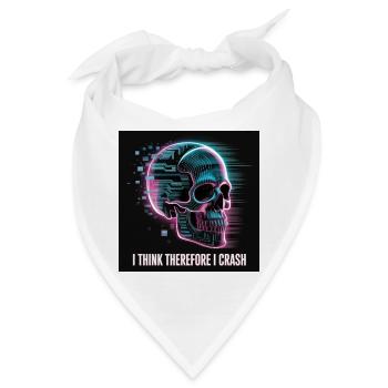 Cyberpunk Totenschädel mit digitalem Glitch - Bandana - Weiß - Vorne