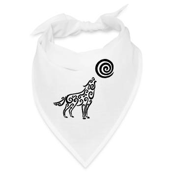 Der schwarze Wolf und der Mond - Bandana - Weiß - Vorne