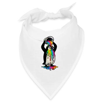 Bunter Pinguin mit Farbeimer - Bandana - Weiß - Vorne
