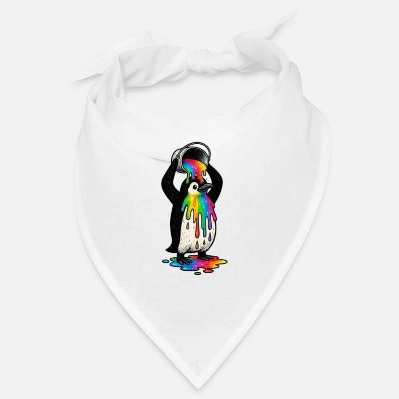 Bunter Pinguin mit Farbeimer Bandana