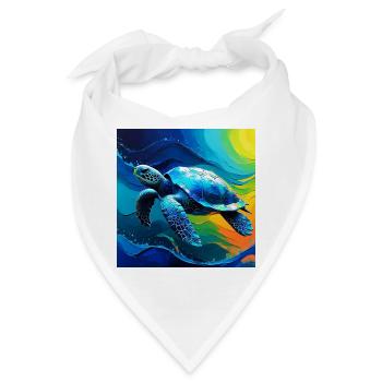 Lebendiges Kunstdesign für Meeresschildkröten - Bandana - Weiß - Vorne