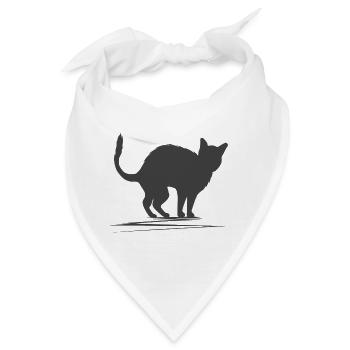 buckelige KatzenSilhouette mit Details - Bandana - Weiß - Vorne