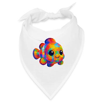 WPAP Polygon Stil Tiere Kawaii Baby Clownfisch - Bandana - Weiß - Vorne