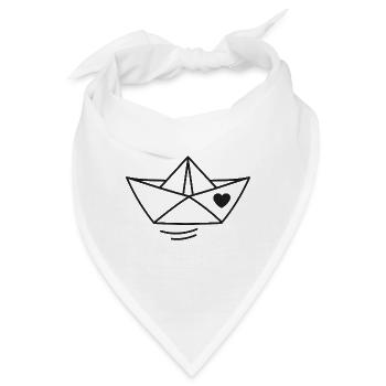 Herz Papierboot Illustration - Bandana - Weiß - Vorne