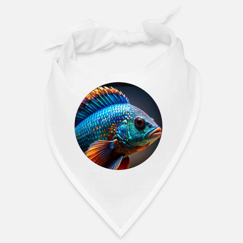 Fish,colorful,sequins,glitter,blue Bandana