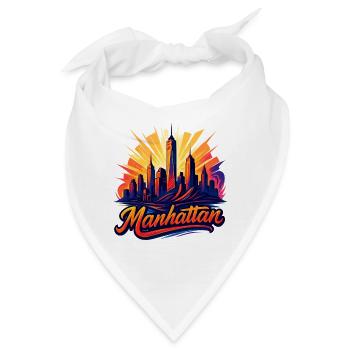 Manhattan Stadt New York Silhouette Geschenk - Bandana - Weiß - Vorne