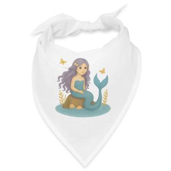 Nordische Fantasie - Lila Meerjungfrau - Bandana - Weiß - Vorne