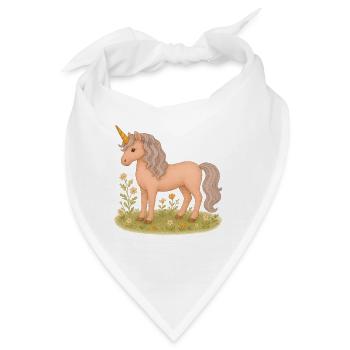 Niedliches Vintage-Einhorn im Blumenfeld - Bandana - Weiß - Vorne