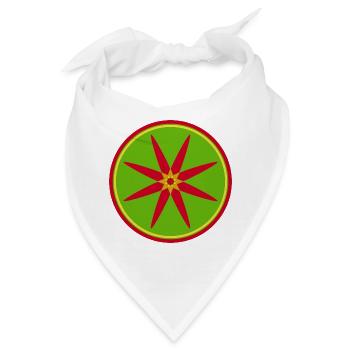 Stylisches Mandala mit roten Blättern - Bandana - Weiß - Vorne