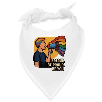 LGBTQ-Regenbogen-Megaphon-Illustration - Bandana - Weiß - Vorne
