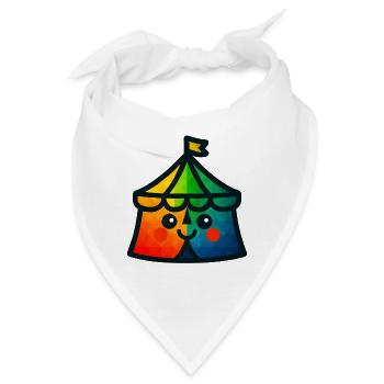 WPAP Polygon Kawaii Stil Baby Spielzeug Zirkuszelt - Bandana - Weiß - Vorne