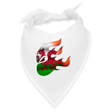 Flagge von Wales - Walisisch - Ninja - Bandana - Weiß - Vorne