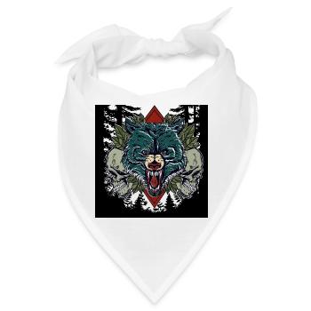 Wild Howl – Savage Wolf & Skulls Forest Art - Bandana - Weiß - Vorne