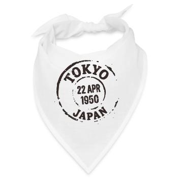 Vintage Tokio Japan Reise Poststempel Design - Bandana - Weiß - Vorne