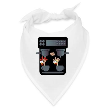LUSTIGE HÜHNER KAFFEEMASCHINE KAFFEE - Bandana - Weiß - Vorne