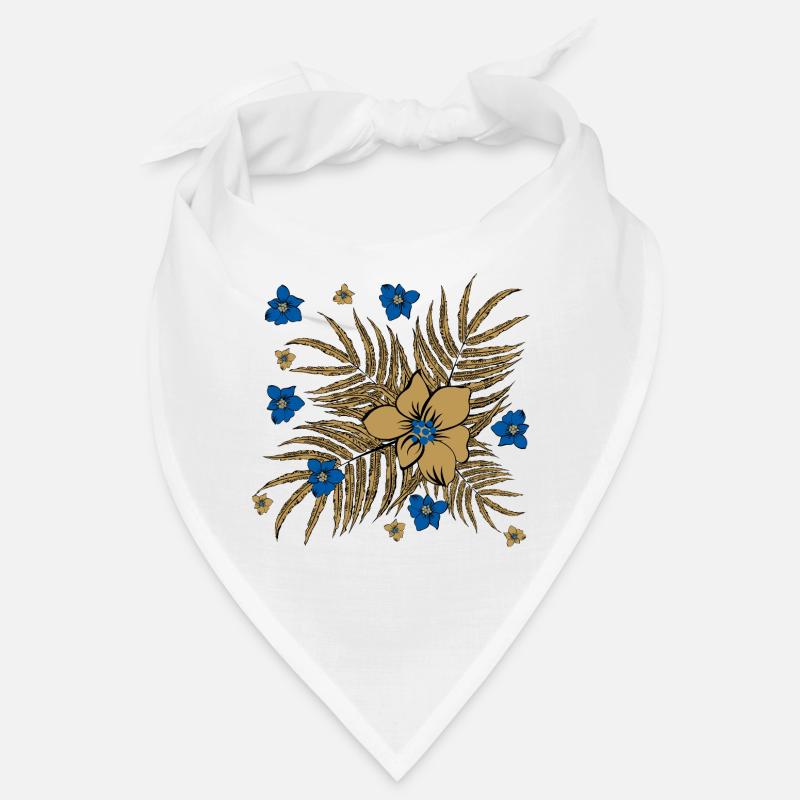 Tropical Leaves and Flowers Pattern - Bandana - white