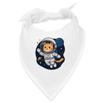 Space Cat Adventure – Kawaii Astronaut Shirt - Bandana - Weiß - Vorne