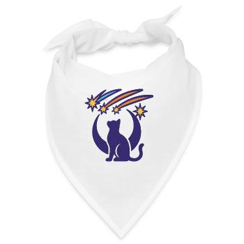 Katze und Sternschnuppen - Bandana - Weiß - Vorne