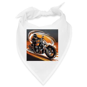 Motorradfahrer im Dynamik - Stil - Biker Kunstdesi - Bandana - Weiß - Vorne