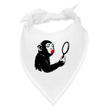 Eitle Affendame mit Spiegel - Bandana - Weiß - Vorne