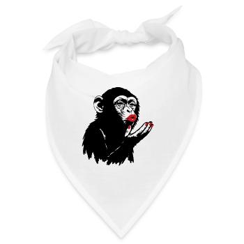 Alte Affendame schickt einen Kuss an Dich - Bandana - Weiß - Vorne