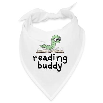 Lesefreund Niedlicher Bücherwurm Mit Buch - Bandana - Weiß - Vorne