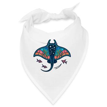 Kosmischer Manta – Sternenriff - Bandana - Weiß - Vorne
