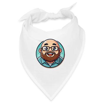 Bärtiger Geek Avatar Runde Aufkleber - Bandana - Weiß - Vorne