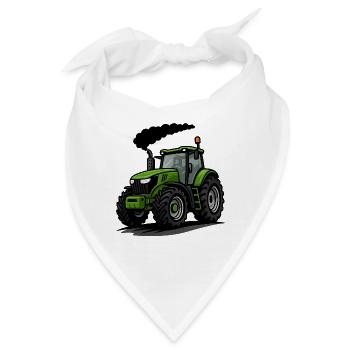 Illustrierter grüner Traktor für Kinder - Bandana - Weiß - Vorne