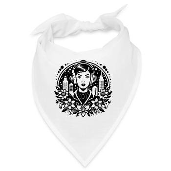 Melancholie Ruhe Stille – Frau, Kopfhörer, Pose - Bandana - Weiß - Vorne