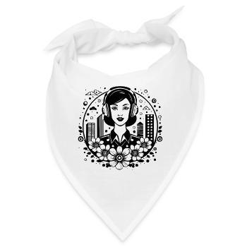 frau gesicht – frau, kopfhörer, skyline, platz - Bandana - Weiß - Vorne