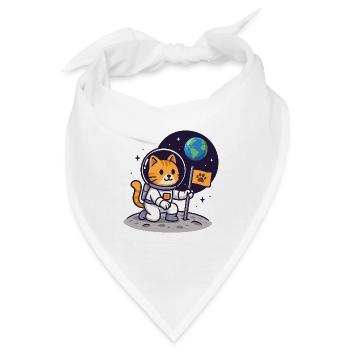 Space Cat Moon Landing – Kawaii Shirt - Bandana - Weiß - Vorne
