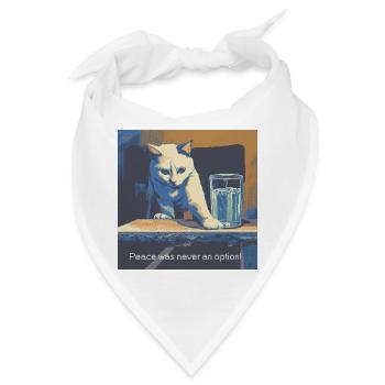 Katzenmotiv mit Friedensbotschaft - Bandana - Weiß - Vorne