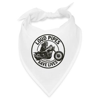 Laute Rohre retten Leben Motorrad-Design - Bandana - Weiß - Vorne