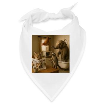 Ungewöhnliche Tiere im Badezimmer - Bandana - Weiß - Vorne