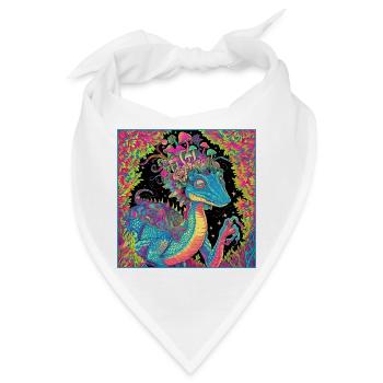 Psychedelischer Walddrache Illustration - Bandana - Weiß - Vorne