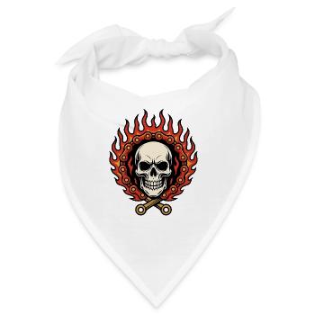 Flammender Flammenschädel in Flammenkette - Bandana - Weiß - Vorne