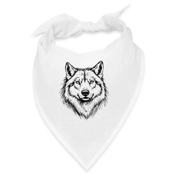 Wolfskopf Linienstyle - Bandana - Weiß - Vorne