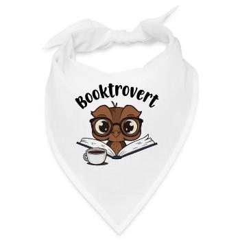 Booktrovert Eule mit Buch und Kaffee - Bandana - Weiß - Vorne